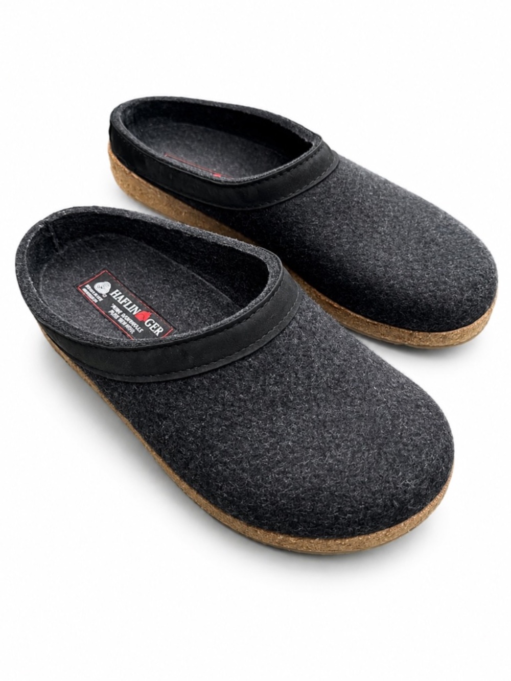 Haflinger Classic Grizzly Unisex Clogs Charcoal Black Wool Felt Slippers EU 42